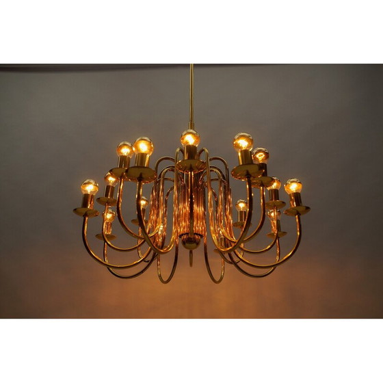 Image 1 of Vintage brass chandelier, Italy 1970
