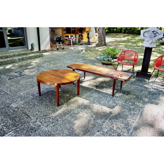 Image 1 of Round vintage solid teak coffee table by John Boné for Mikael Laursen, Denmark 1960