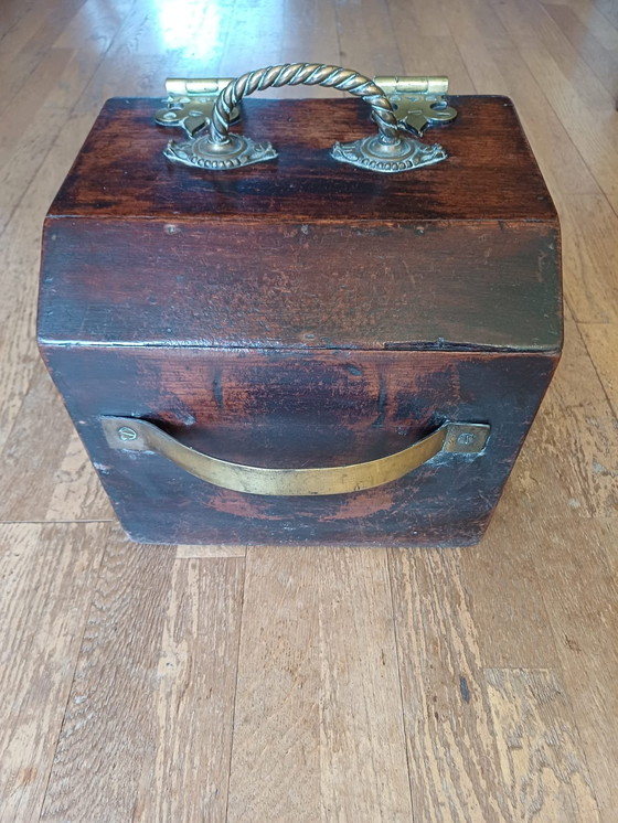 Image 1 of Antique Newspaper/Timber/Paper/Coal Bin With Brass Details