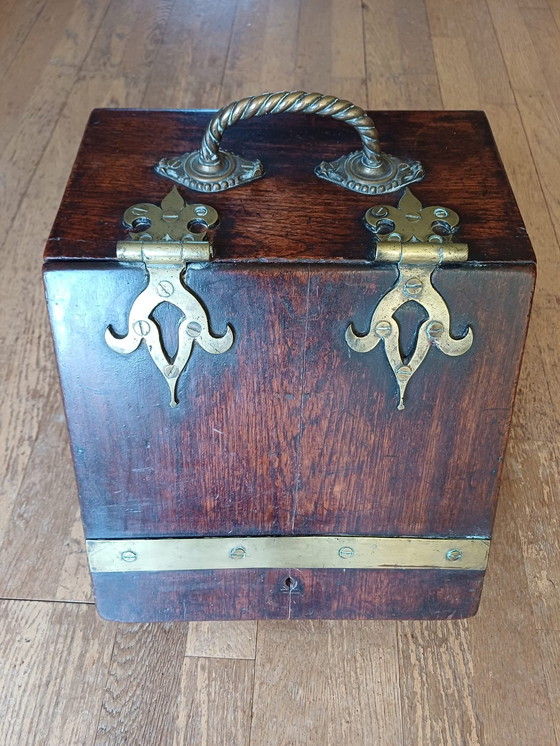 Image 1 of Antique Newspaper/Timber/Paper/Coal Bin With Brass Details