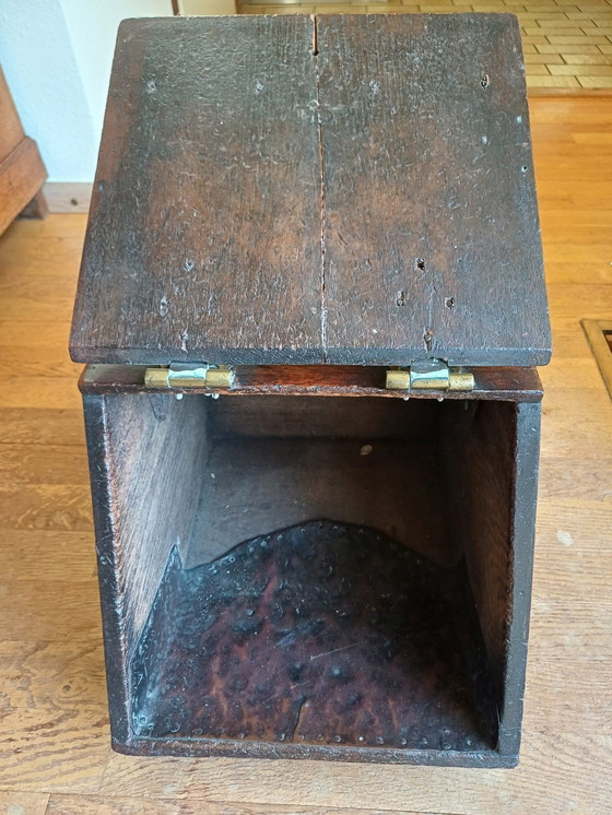 Image 1 of Antique Newspaper/Timber/Paper/Coal Bin With Brass Details