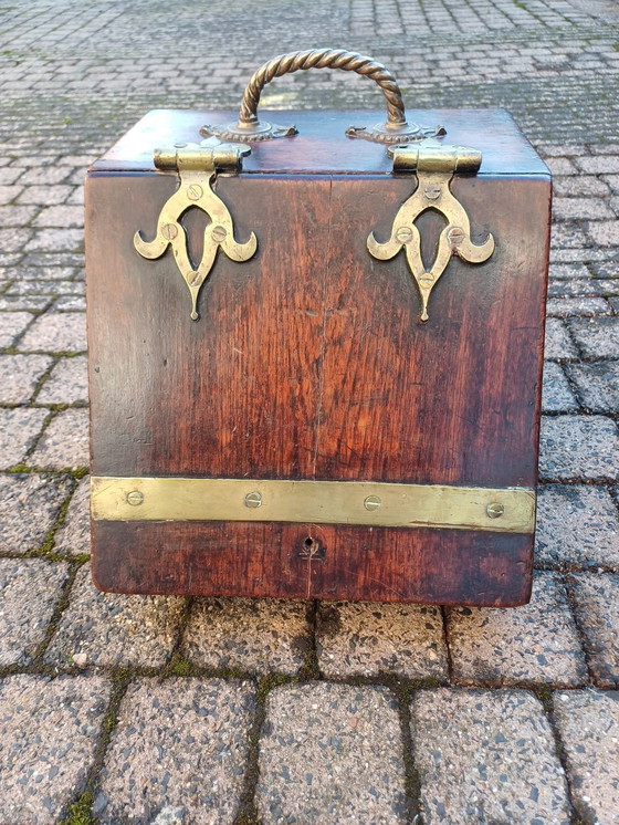 Image 1 of Antique Newspaper/Timber/Paper/Coal Bin With Brass Details