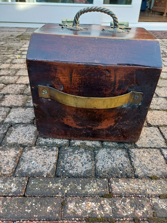 Image 1 of Antique Newspaper/Timber/Paper/Coal Bin With Brass Details