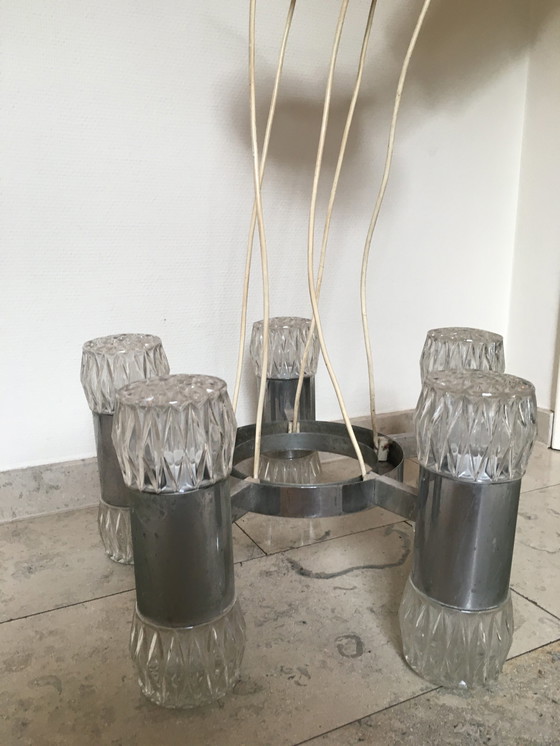 Image 1 of lampada a sospensione a cascata cromata vintage