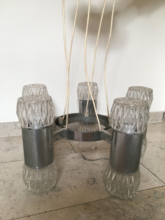 Image 1 of lampada a sospensione a cascata cromata vintage