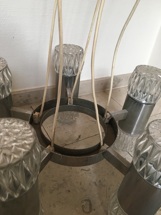 Image 1 of lampada a sospensione a cascata cromata vintage