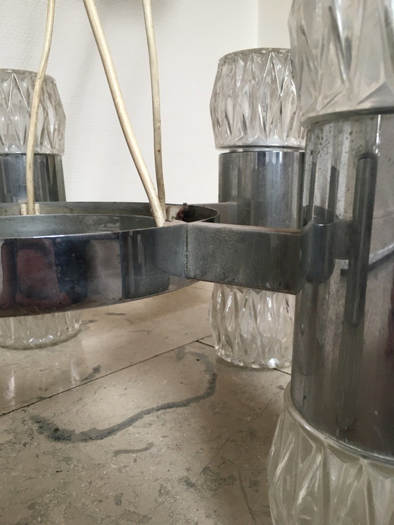 Image 1 of lampada a sospensione a cascata cromata vintage