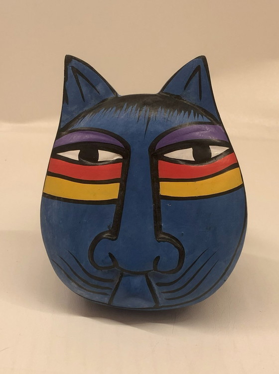 Image 1 of Laurel Burch Hand-Painted Wooden Cat