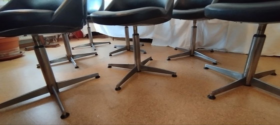 Image 1 of 7 sedie girevoli in pelle Wilde+Spieth modello S 613 ca. 1970, molto rare, vintage