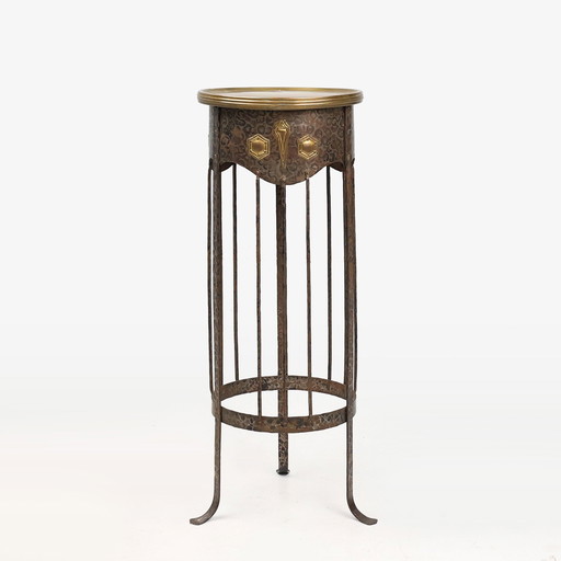 Art Nouveau Wrought Iron and Brass High Console in the Manner of the Wiener Secession