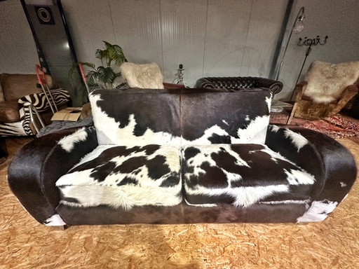 Cowhide sofa couch 2-seater