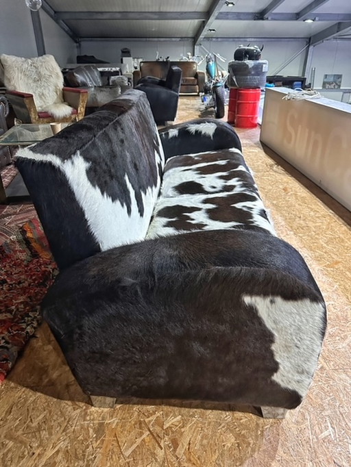 Cowhide sofa couch 2-seater