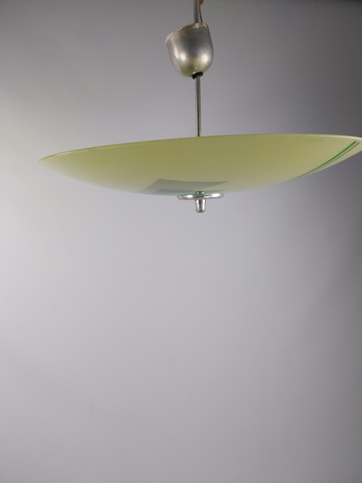  1 X Green Glass Ceiling Light 1960'S Czech 60Cm