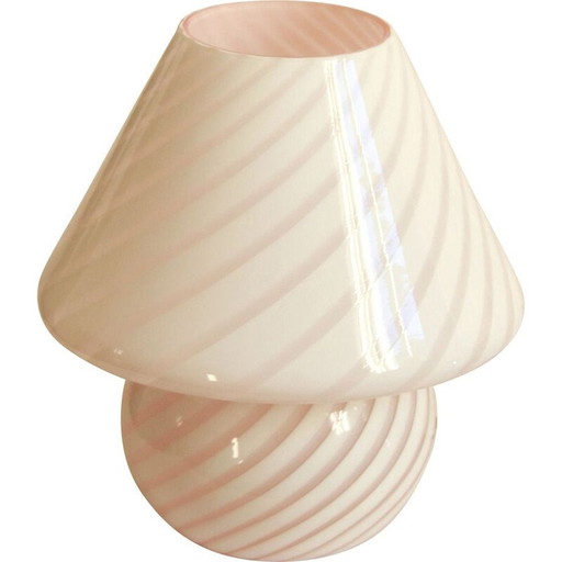 Vintage Pink Murano Swirl Mushroom Lamp Italy 1970s