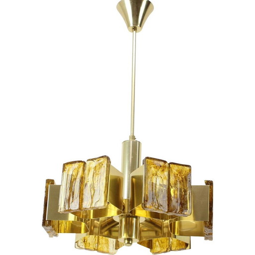 Vintage brass chandelier, Hungary 1970