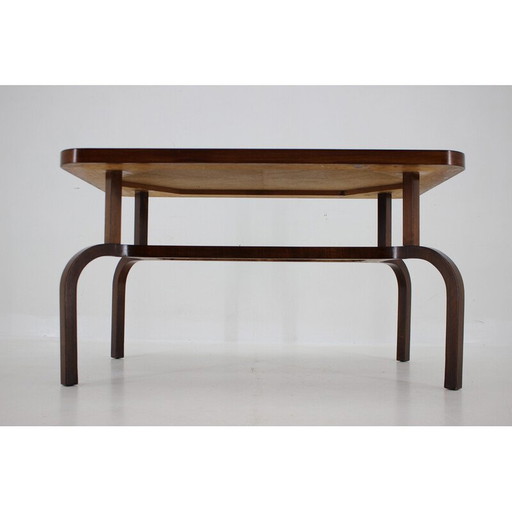 Vintage walnut coffee table, Czechoslovakia 1930