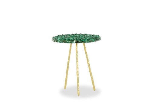 Malachite and gilt metal pedestal table. Contemporary work.