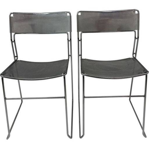Pair of vintage minimalist Arrben Italy Sultana stackable dining chairs, 1970s
