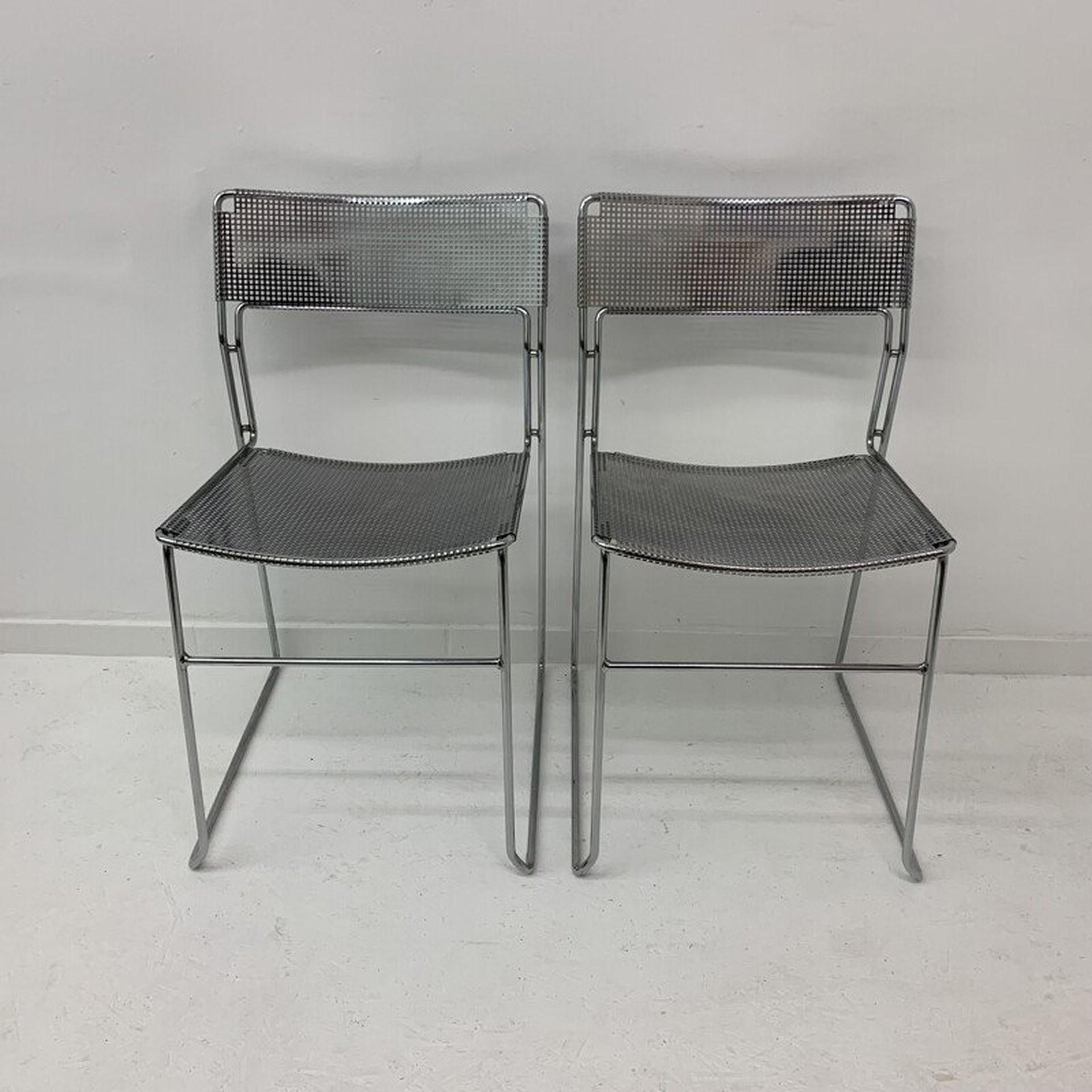 Pair of vintage minimalist Arrben Italy Sultana stackable dining