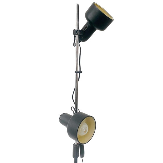 Image 1 of Lampada da terra vintage postmoderna cromata con due paralumi regolabili, anni '70