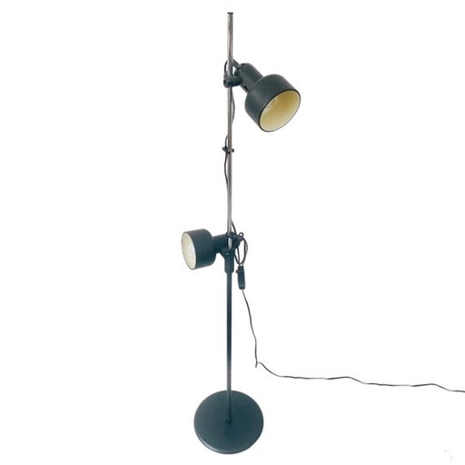 Postmodern vintage floor lamp chrome two adjustable shades 1970's