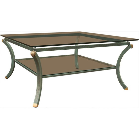Image 1 of Vintage Villa d'Este coffee table in steel and glass by Pierre Vandel, France 1970