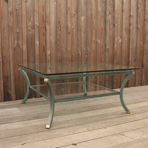 Vintage Villa d'Este coffee table in steel and glass by Pierre Vandel, France 1970