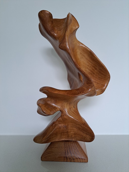 Scultura in legno vintage organica astratta