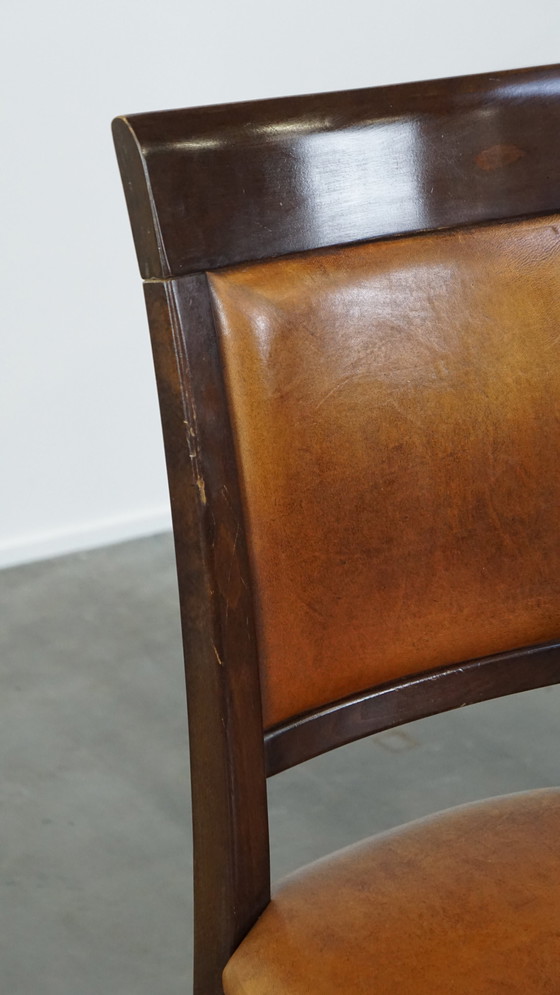 Image 1 of 6 X Sheep Leather Dining Chair Finished With Wood