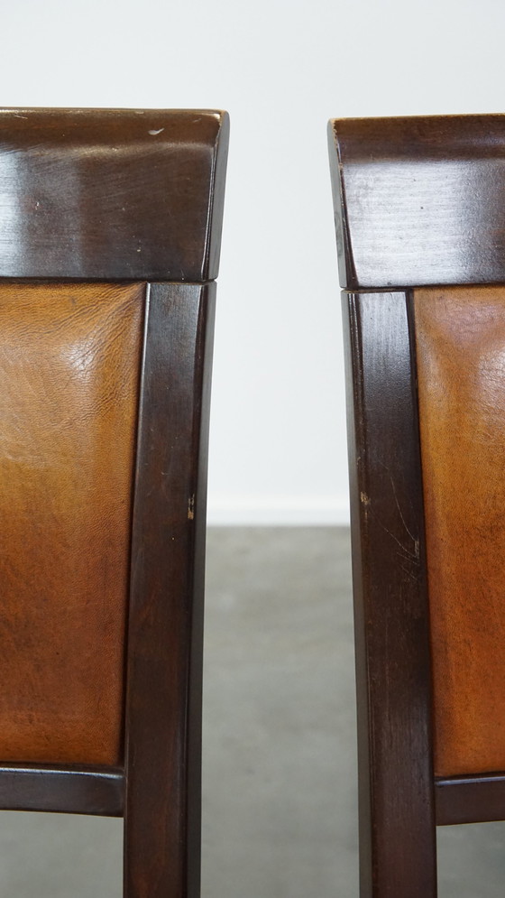 Image 1 of 6 X Sheep Leather Dining Chair Finished With Wood