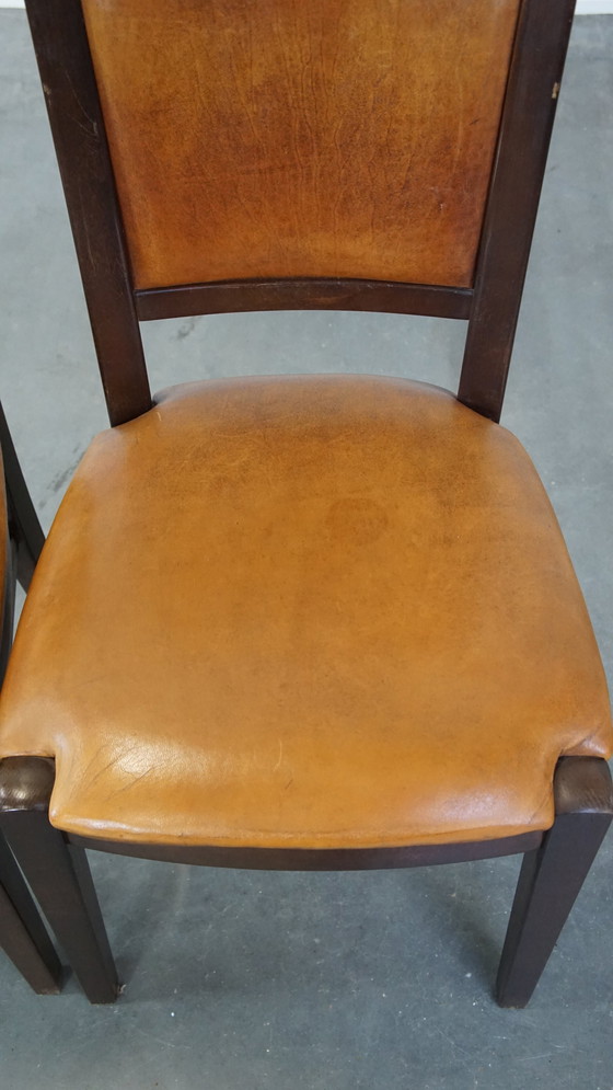 Image 1 of 6 X Sheep Leather Dining Chair Finished With Wood