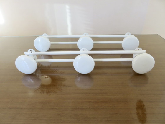 Image 1 of White Lacquered Metal 3-Plate Coat Rack, 1980