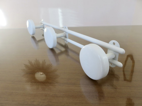 Image 1 of White Lacquered Metal 3-Plate Coat Rack, 1980