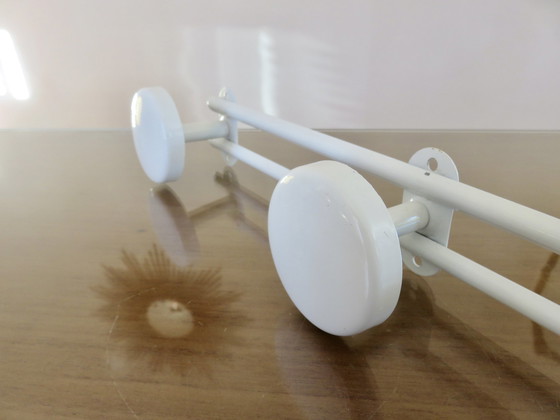 Image 1 of White Lacquered Metal 3-Plate Coat Rack, 1980