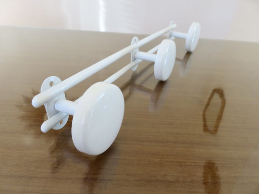 White Lacquered Metal 3-Plate Coat Rack, 1980