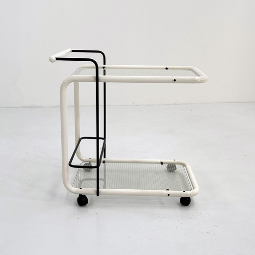 White Postmodern Serving Trolley With Quaderna Pattern, 1980S