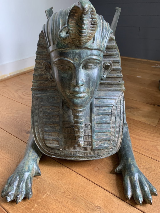 Image 1 of 2 statues/sphinx en bronze avec des ailes