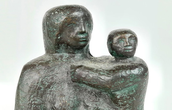 Image 1 of Design néerlandais - Rijkel Dijkstra - Bronze - "2 personnes en bonne conversation" - années 80