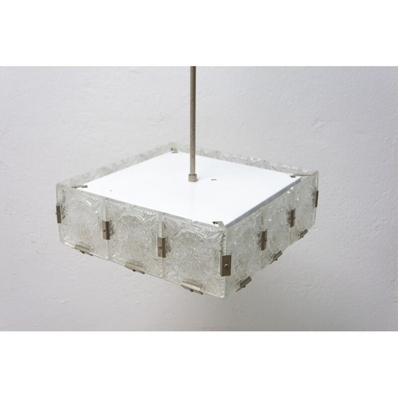 Image 1 of Lampada a sospensione vintage in vetro e acciaio cromato di Kamenický Senov, Cecoslovacchia 1970