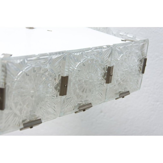 Image 1 of Lampada a sospensione vintage in vetro e acciaio cromato di Kamenický Senov, Cecoslovacchia 1970