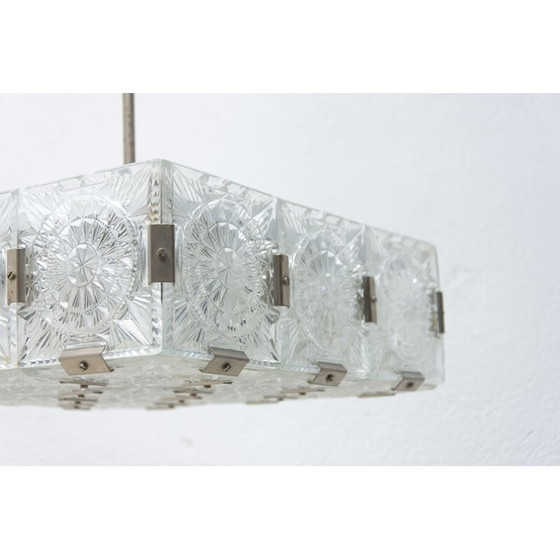 Image 1 of Lampada a sospensione vintage in vetro e acciaio cromato di Kamenický Senov, Cecoslovacchia 1970