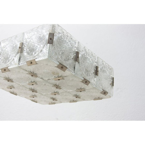 Image 1 of Lampada a sospensione vintage in vetro e acciaio cromato di Kamenický Senov, Cecoslovacchia 1970