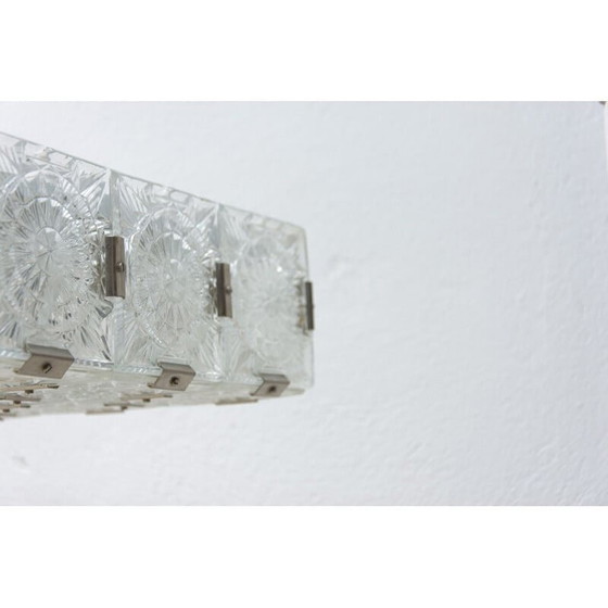 Image 1 of Lampada a sospensione vintage in vetro e acciaio cromato di Kamenický Senov, Cecoslovacchia 1970