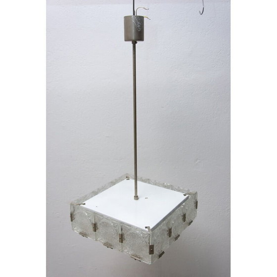 Image 1 of Lampada a sospensione vintage in vetro e acciaio cromato di Kamenický Senov, Cecoslovacchia 1970