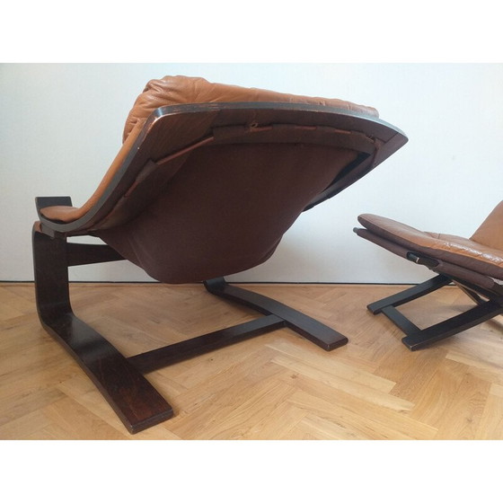 Image 1 of Armchair with vintage ottoman kroken by Ake Fribytter for Nelo, Sweden 1970