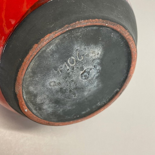 Jarrón vintage de cerámica roja para Marei Ceramics, Alemania, década de 1970