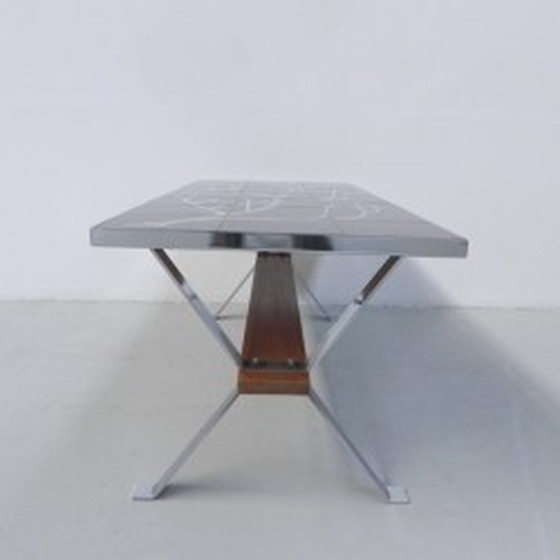 Image 1 of Table à carreaux vintage Adri, cadre chromé - 1960s