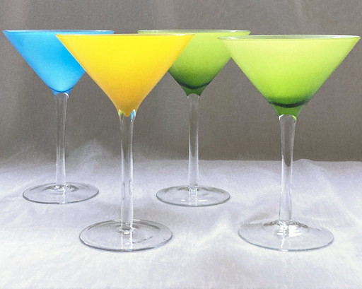 4X Colored Cocktail Glasses