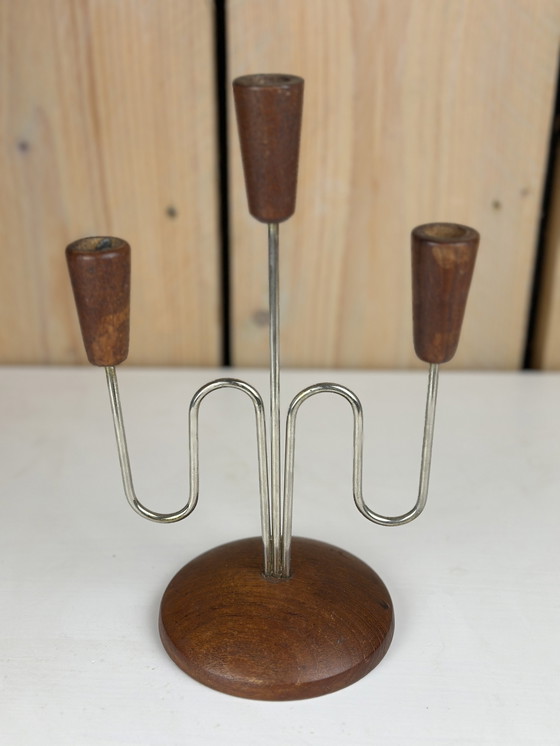 Image 1 of Danish Design Teak candlestick