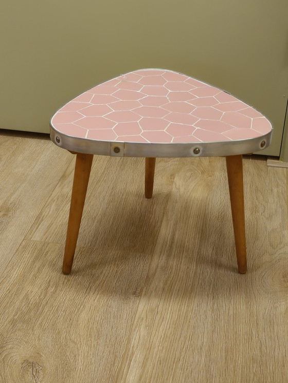 Image 1 of Vintage Pink Mosaic Side Table Plant Table Table